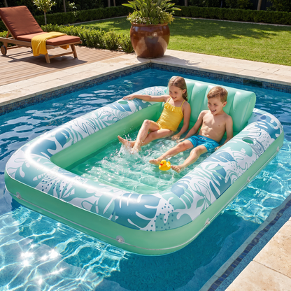 Inflatable Tanning Pool Lounge with Pillow & Cup Holder
