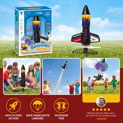 Kids Rocket Launcher with Parachute – Motorized Toy Rocket for Outdoor Adventures