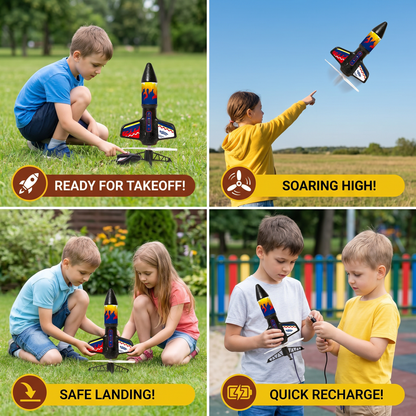 Kids Rocket Launcher with Parachute – Motorized Toy Rocket for Outdoor Adventures