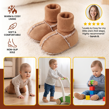 Lined baby winter sock shoes in suede look