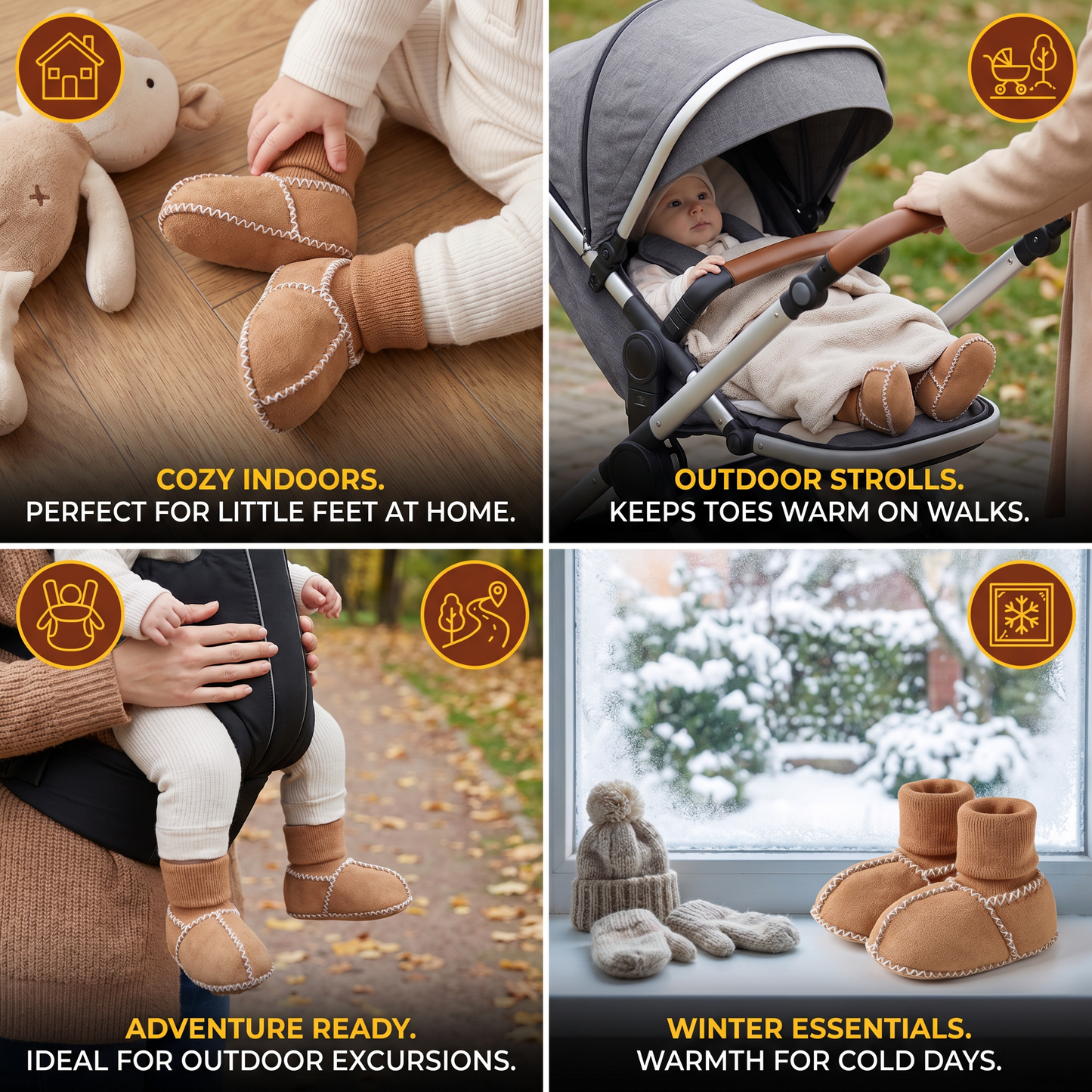 Lined baby winter sock shoes in suede look