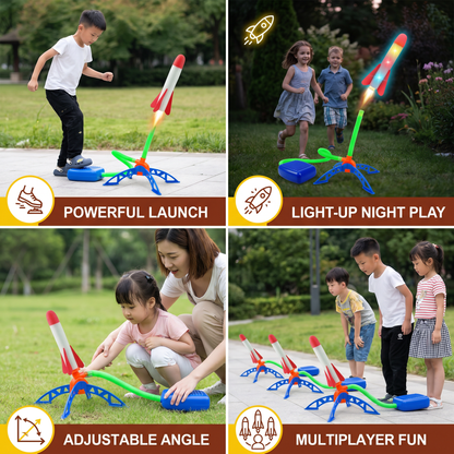 Kids Rocket Launcher with Foot Pump – Light Up Outdoor Air Pressure Toy