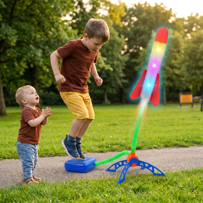 Kids Rocket Launcher with Foot Pump – Light Up Outdoor Air Pressure Toy