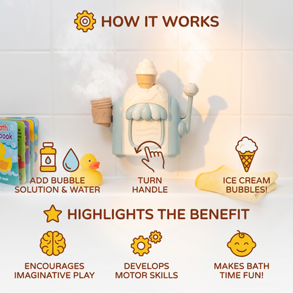 Ice Cream Machine Baby Bath Toy with Bubble Maker