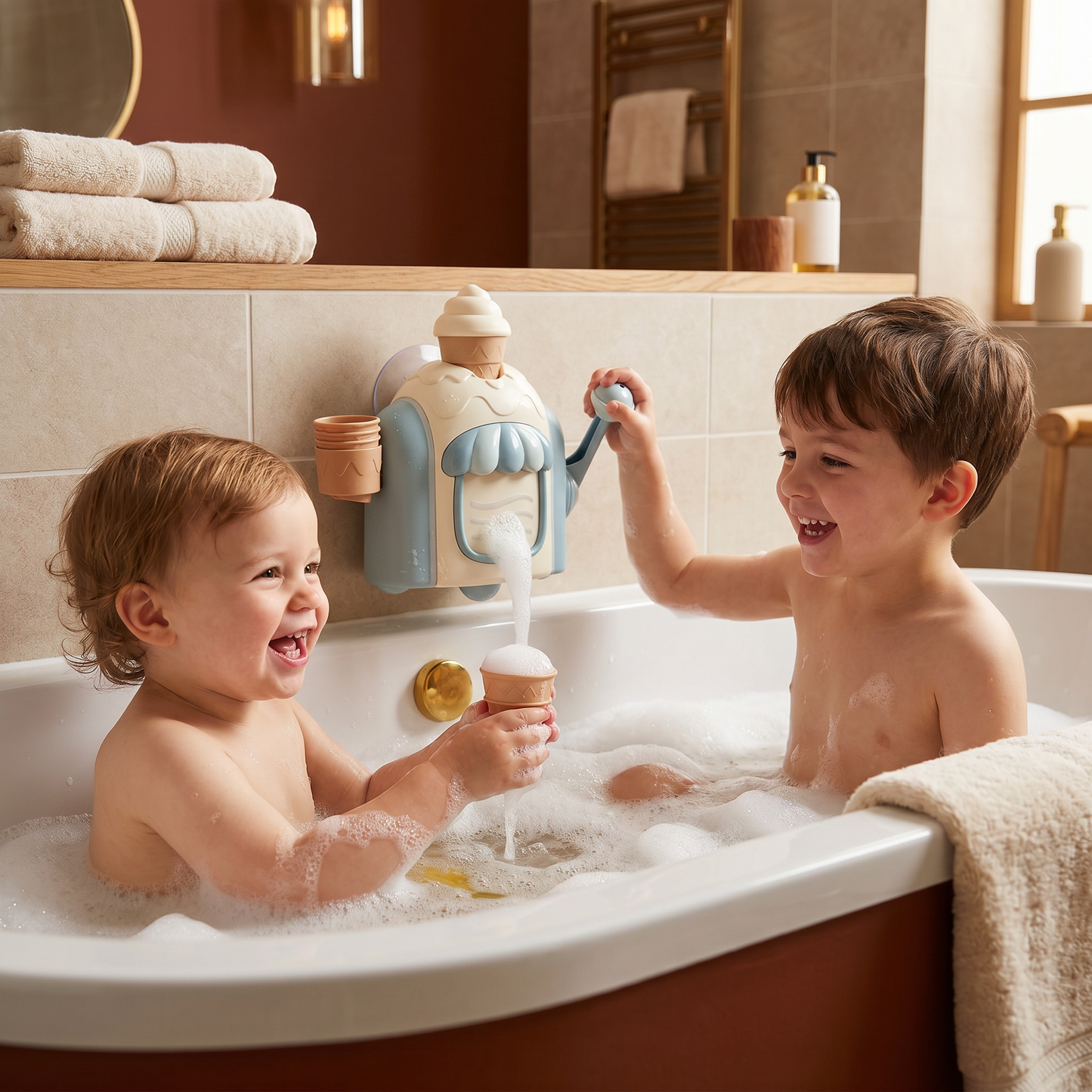 Ice Cream Machine Baby Bath Toy with Bubble Maker