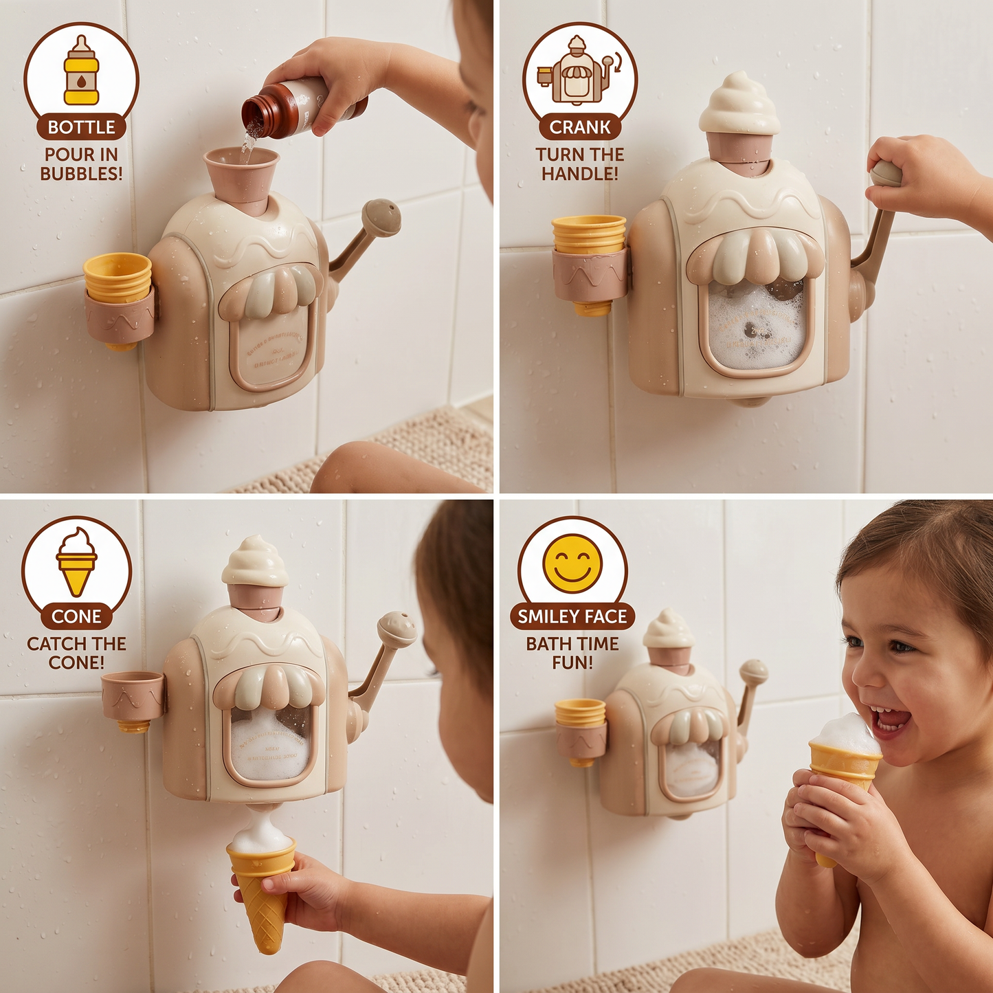 Ice Cream Machine Baby Bath Toy with Bubble Maker