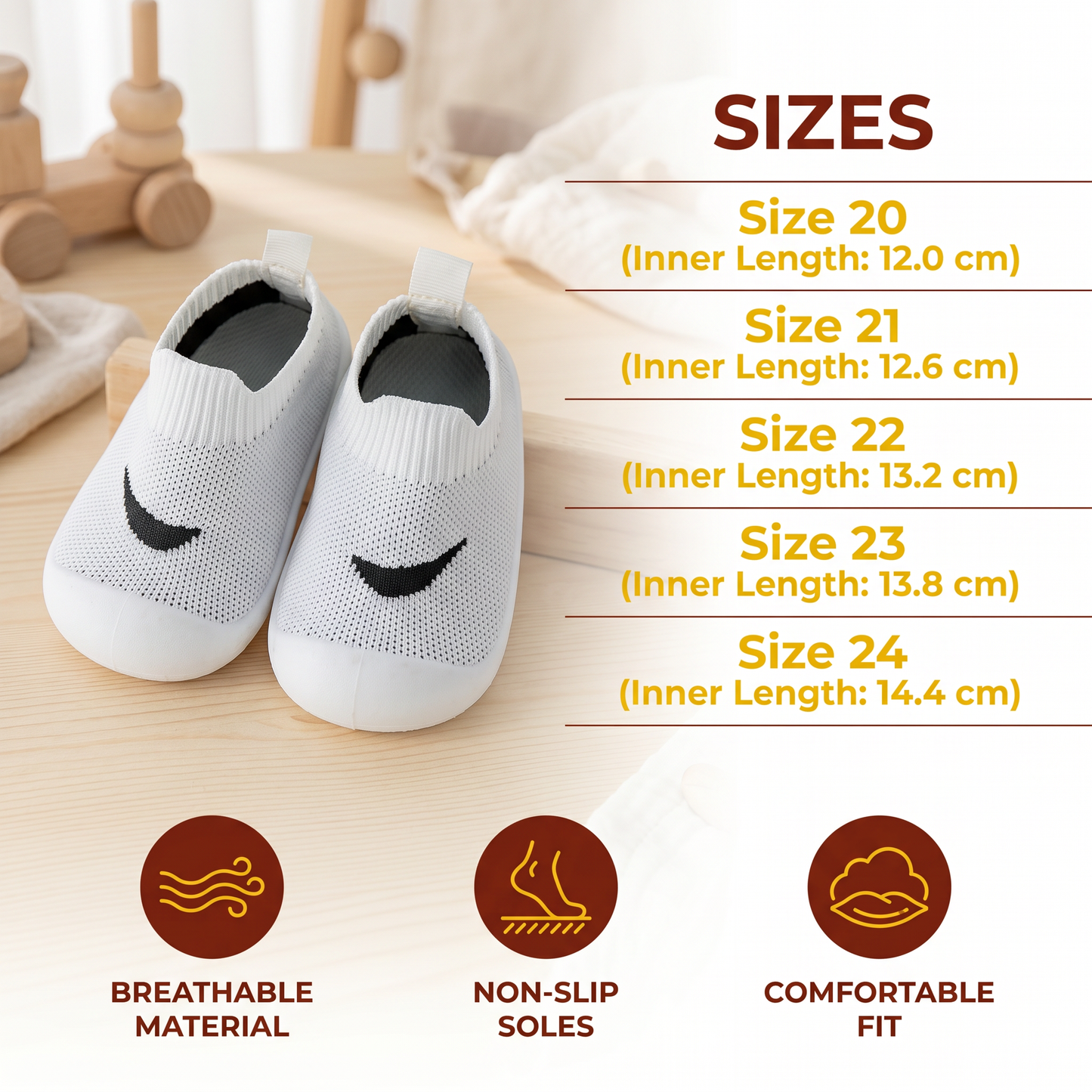 Summer baby shoes with non-slip soles and breathable material