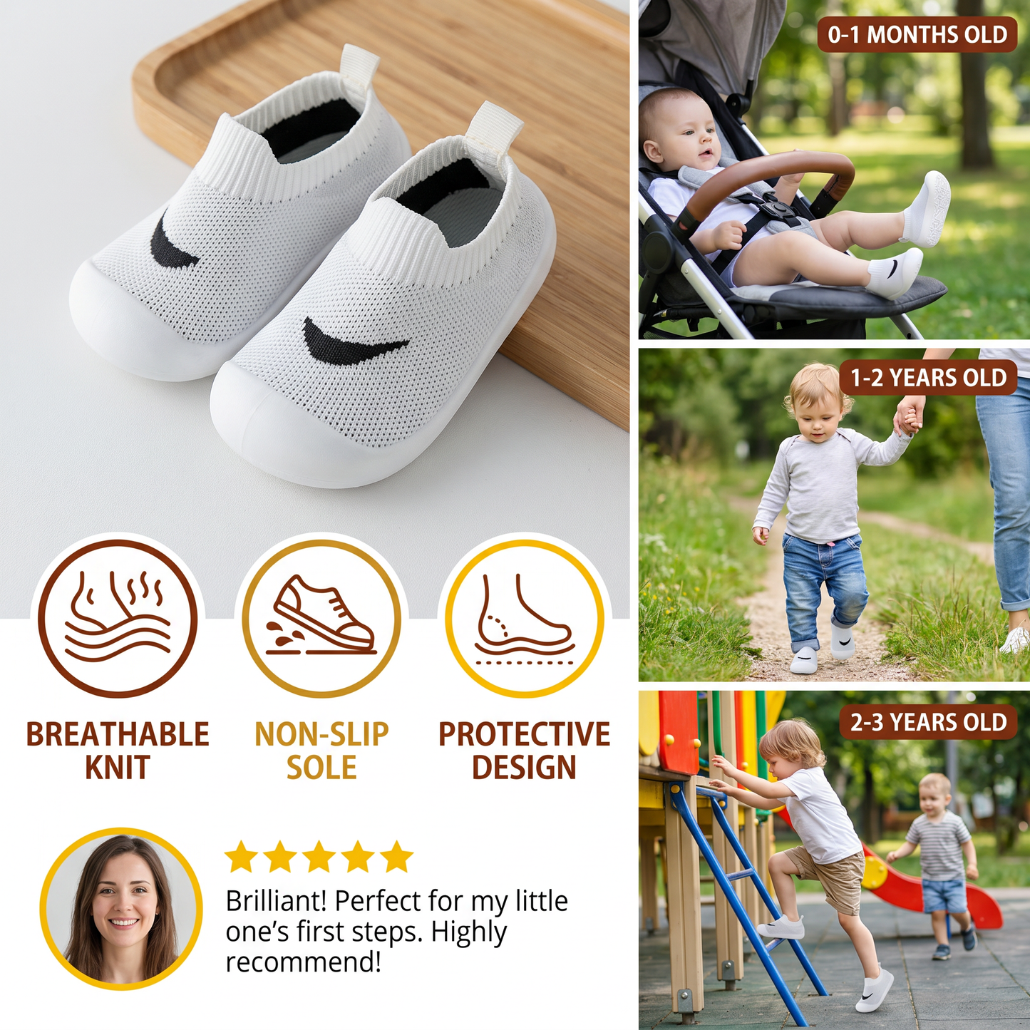 Summer baby shoes with non-slip soles and breathable material