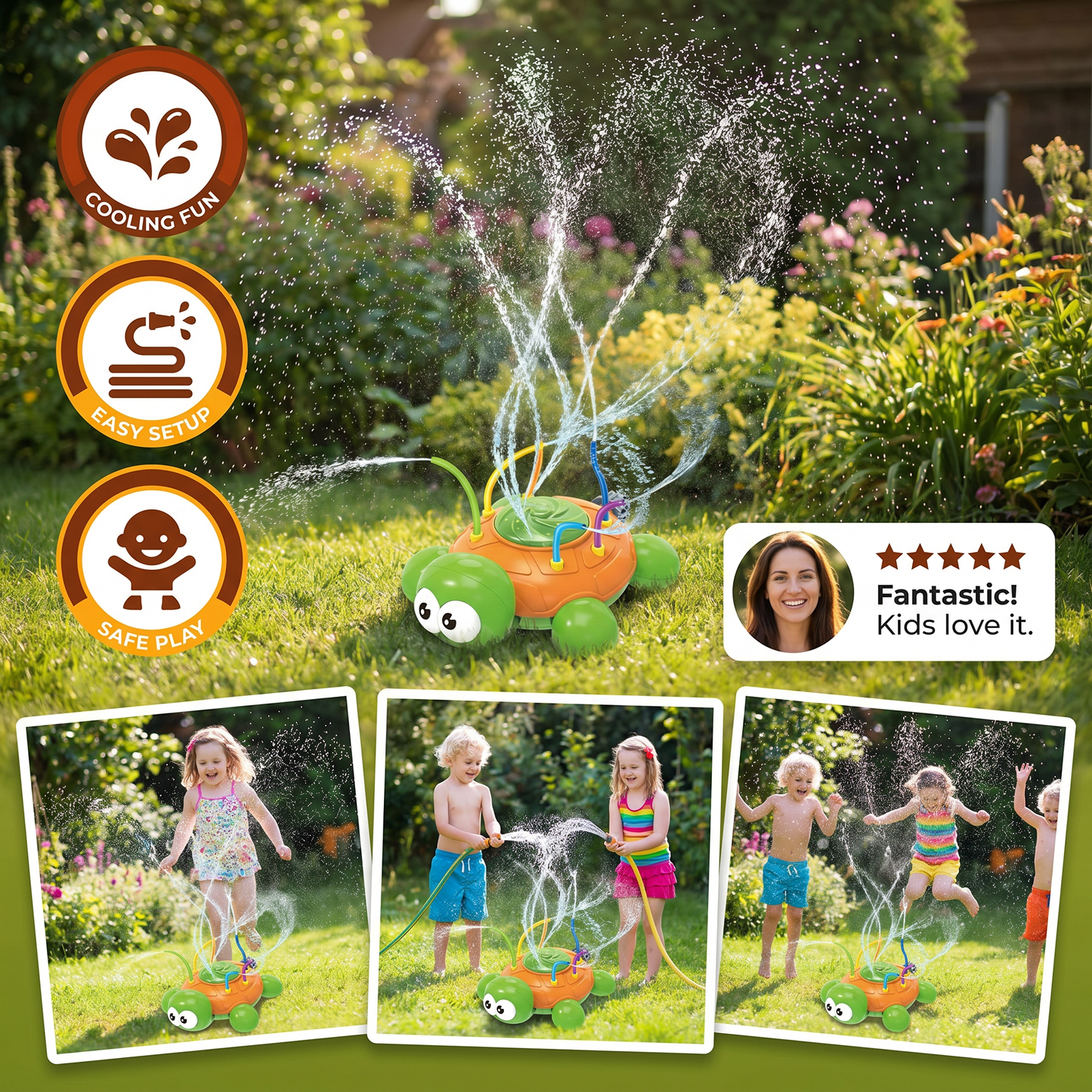 Turtle Water Sprinkler – Rotating Garden Fun for Kids on Hot Summer Days