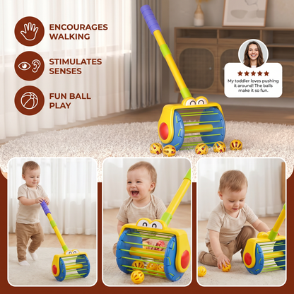 Baby Push Along Vacuum Roller Toy with Balls for Toddlers