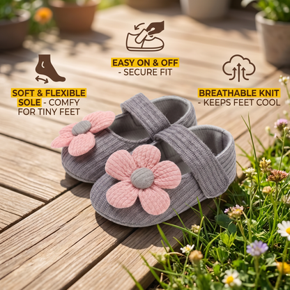 Summer baby shoes with soft soles in a floral design