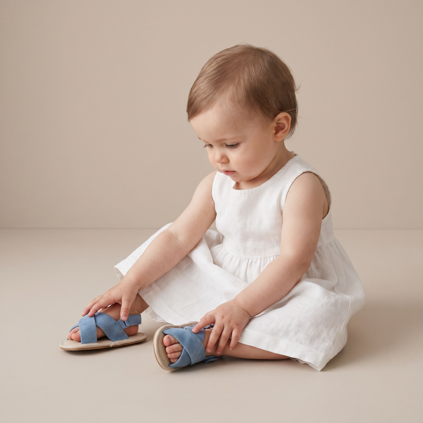 Denim Cross-Strap Bow Sandals