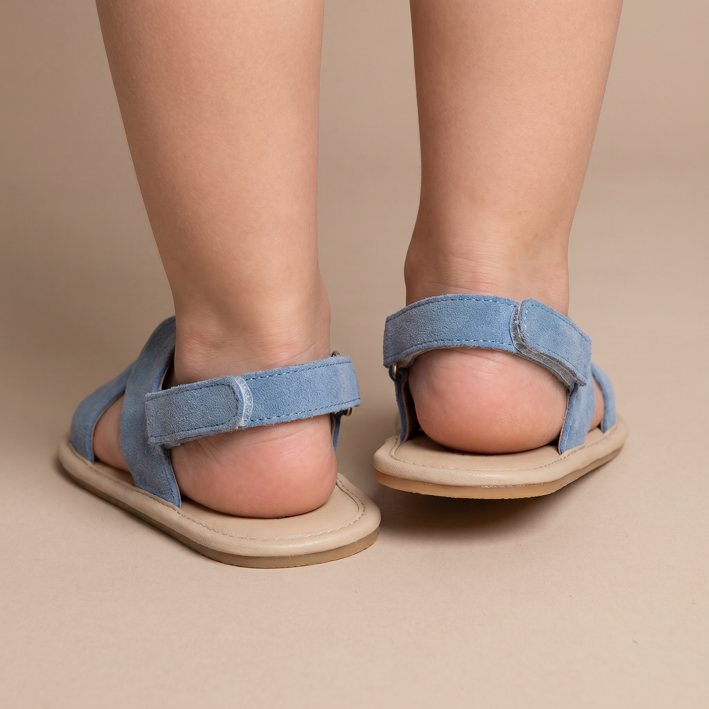 Denim Cross-Strap Bow Sandals