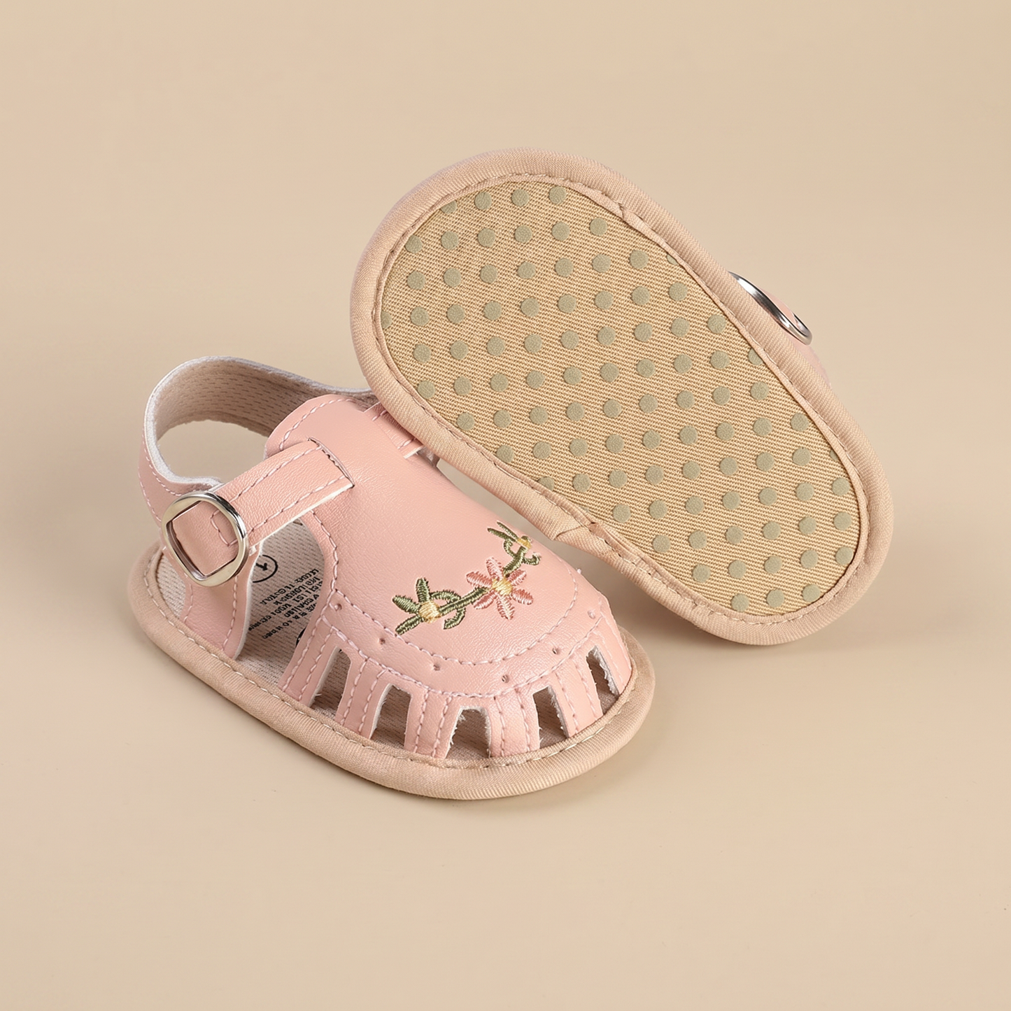 Embroidered Floral Closed-Toe Sandals