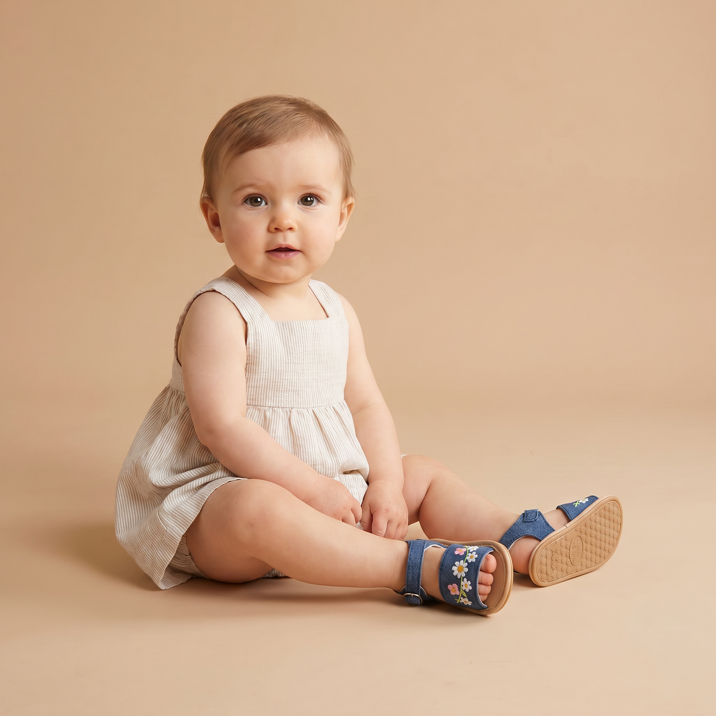 Embroidered Daisy Buckle Sandals