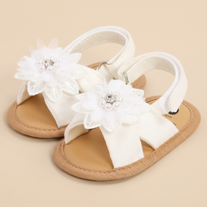 Chiffon Flower Flat Sandals