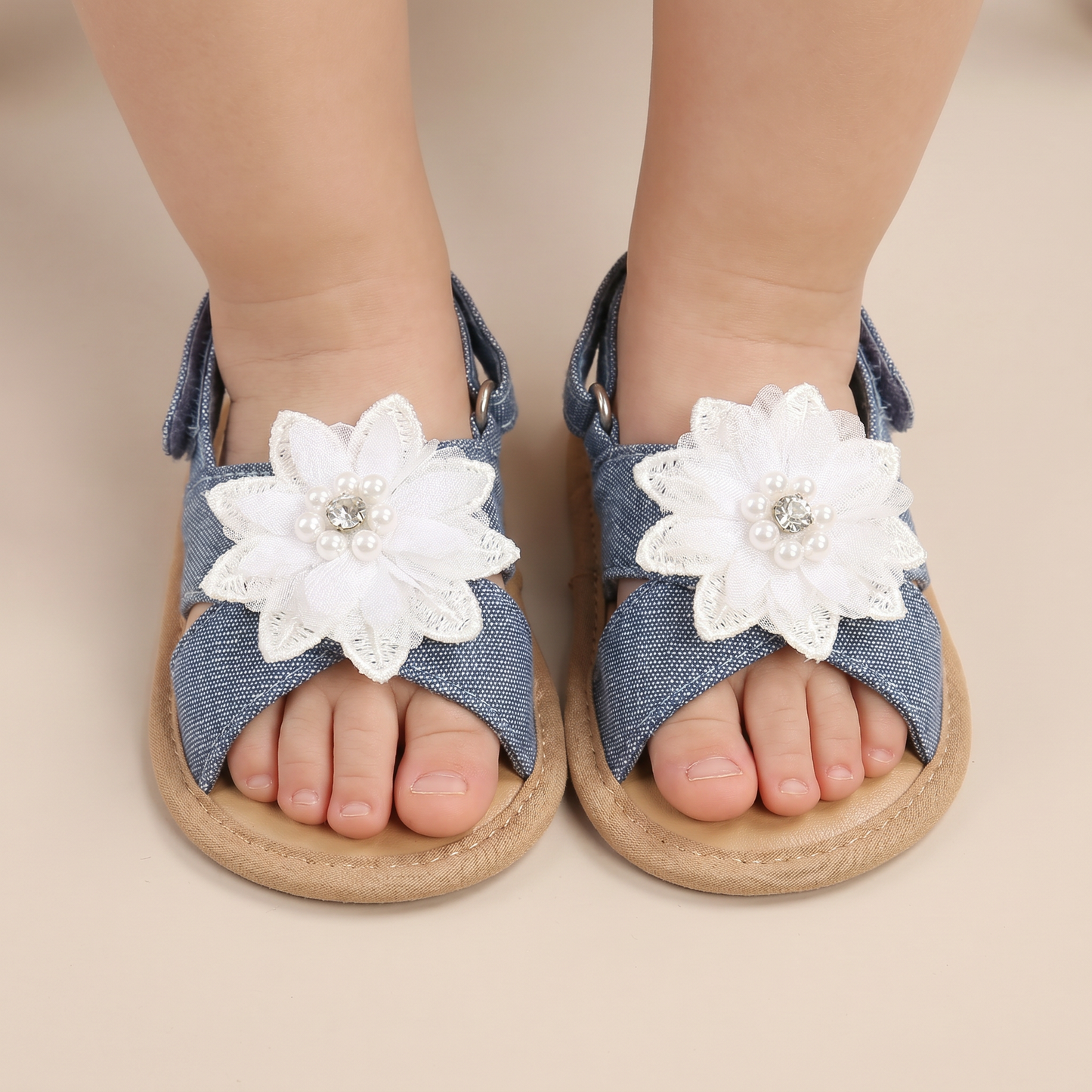 Chiffon Flower Flat Sandals