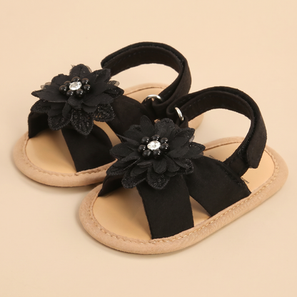 Chiffon Flower Flat Sandals
