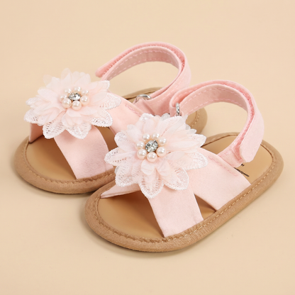 Chiffon Flower Flat Sandals