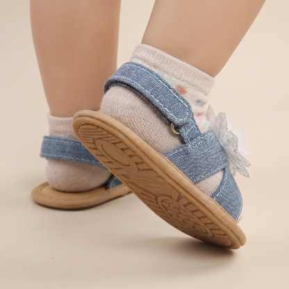 Chiffon Flower Flat Sandals