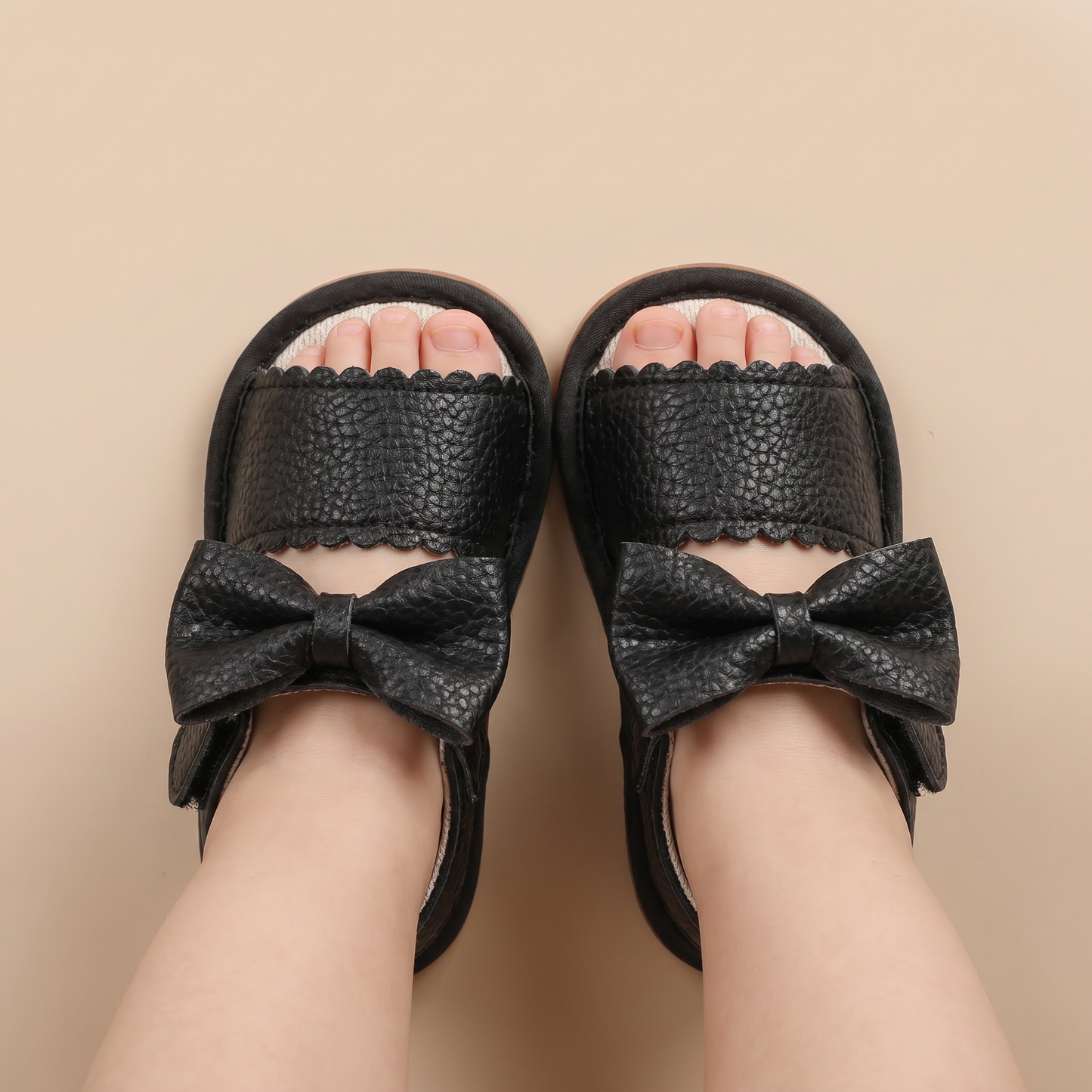 Peep-Toe Bow Slingback Sandals