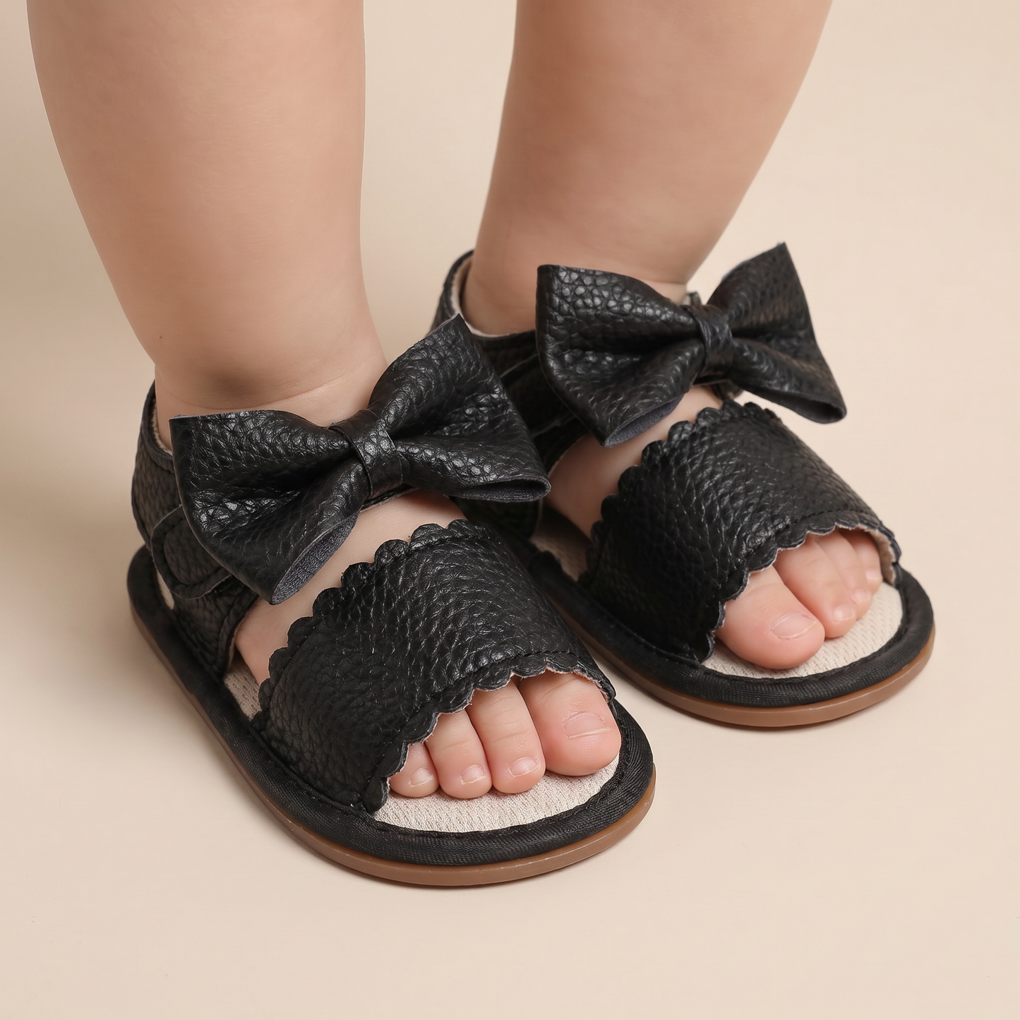 Peep-Toe Bow Slingback Sandals