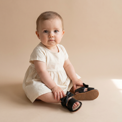 Peep-Toe Bow Slingback Sandals
