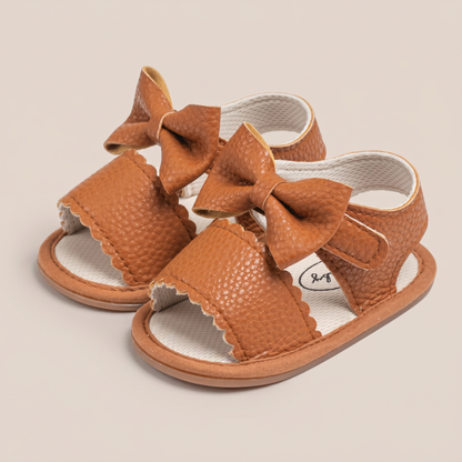 Peep-Toe Bow Slingback Sandals