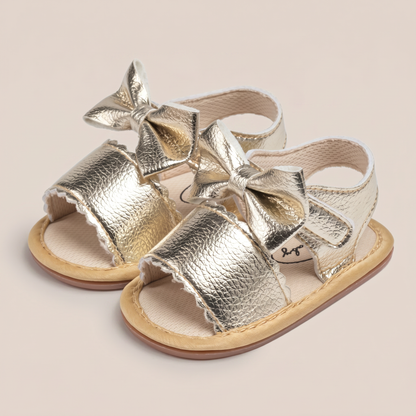 Peep-Toe Bow Slingback Sandals