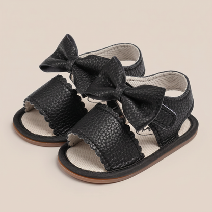 Peep-Toe Bow Slingback Sandals