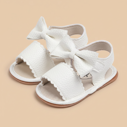 Peep-Toe Bow Slingback Sandals