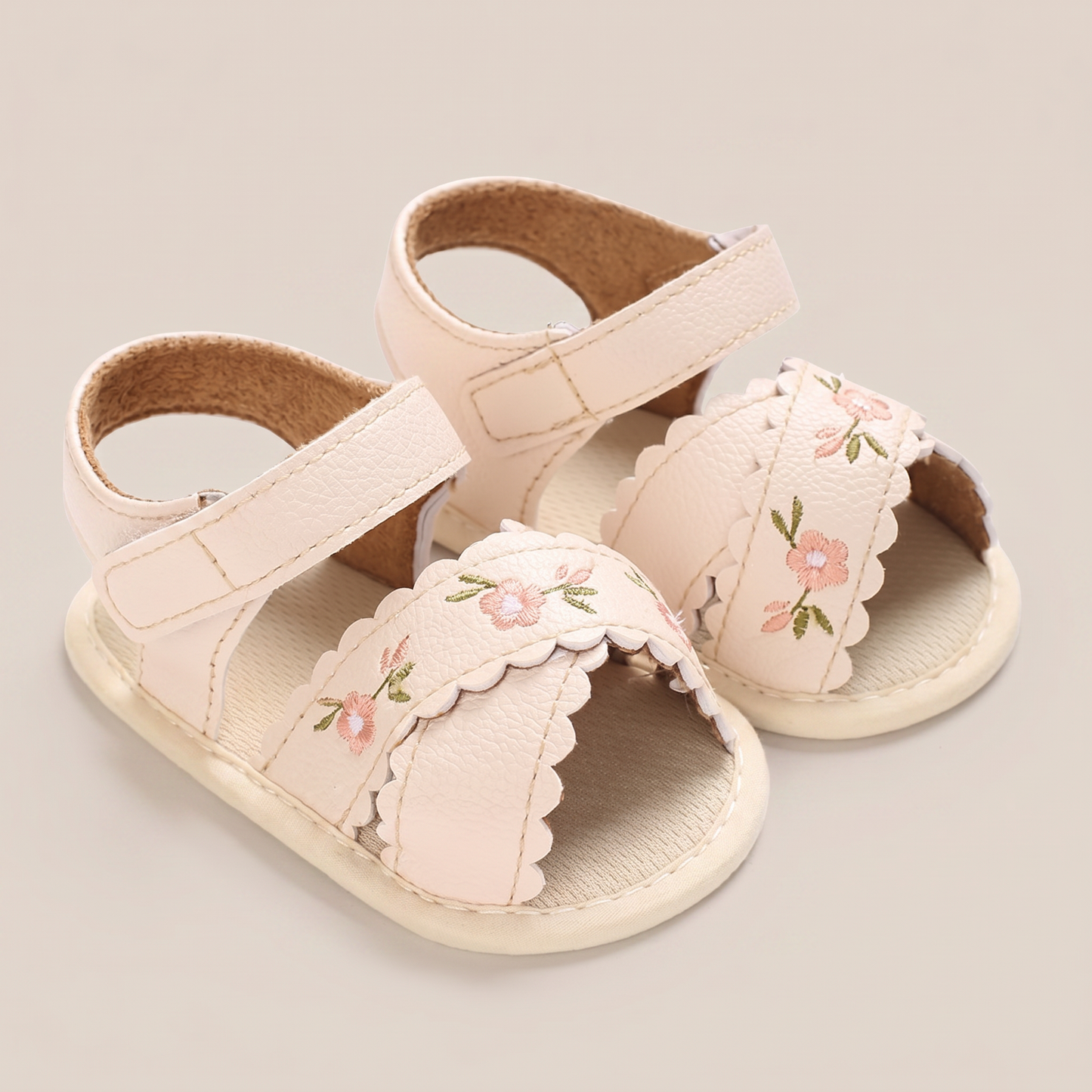 Scallop Edge Floral Sandals