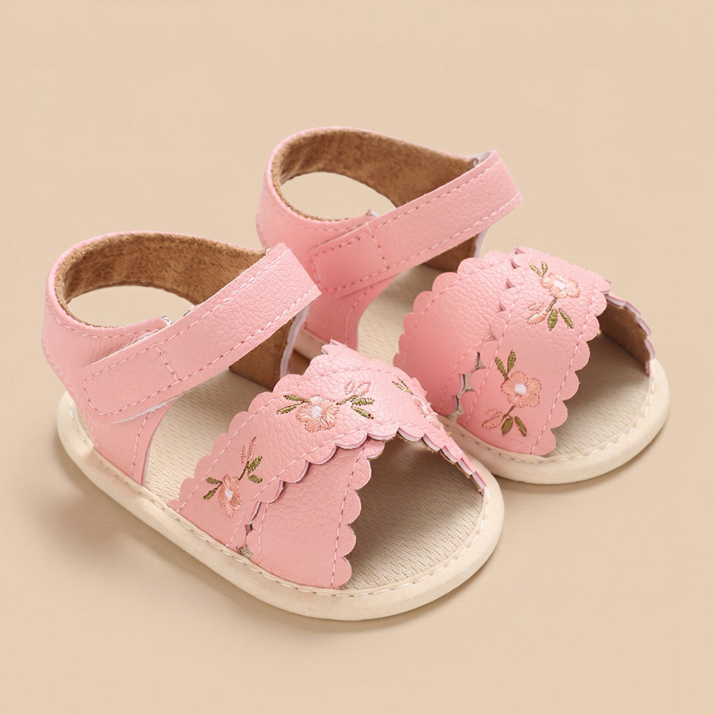 Scallop Edge Floral Sandals