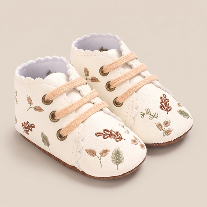 Leaf Print Lace-Up Sneaker Shoes