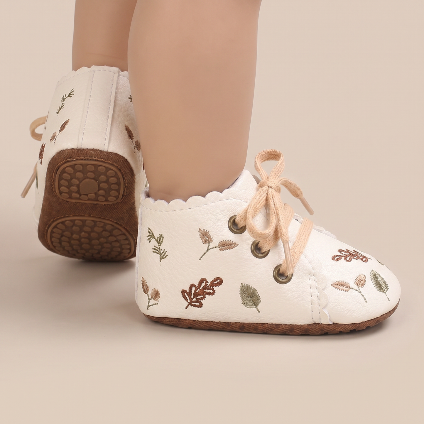 Leaf Print Lace-Up Sneaker Shoes