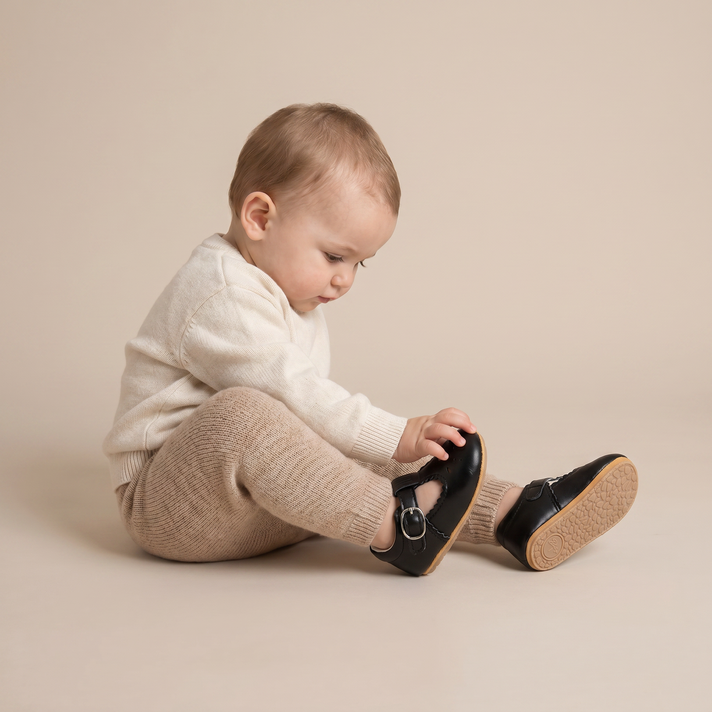 Perforated T-Strap Buckle Shoes