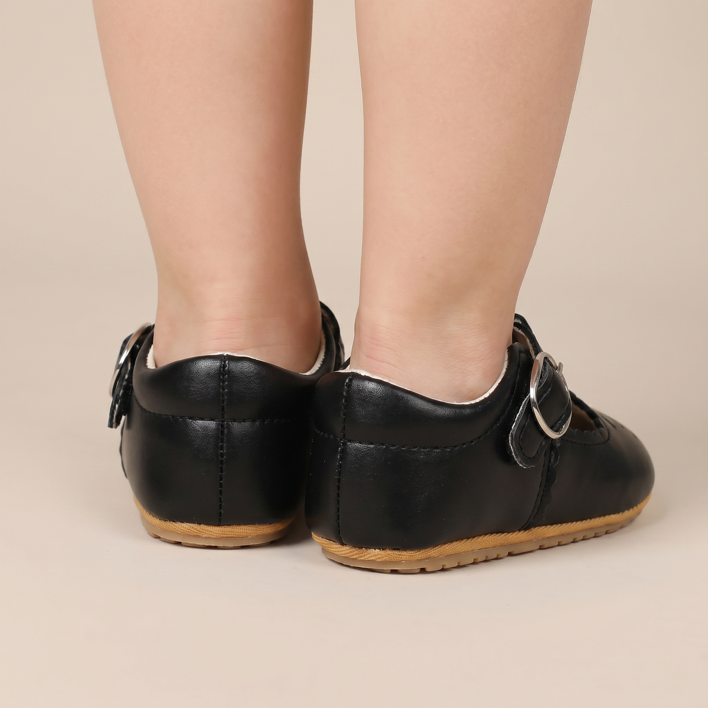 Perforated T-Strap Buckle Shoes