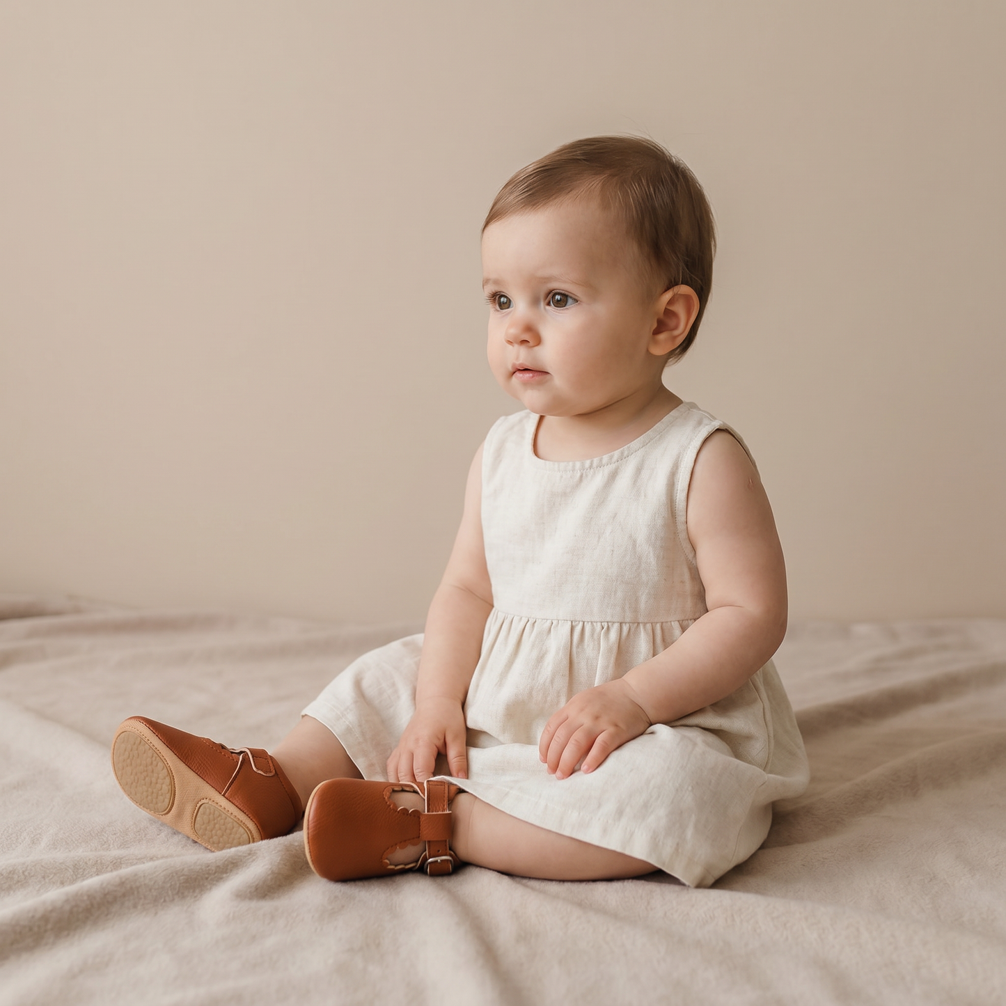 Scallop T-Strap Buckle Shoes