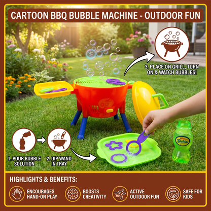 BBQ Bubble Machine Toy with Bubble Solution and Shapes