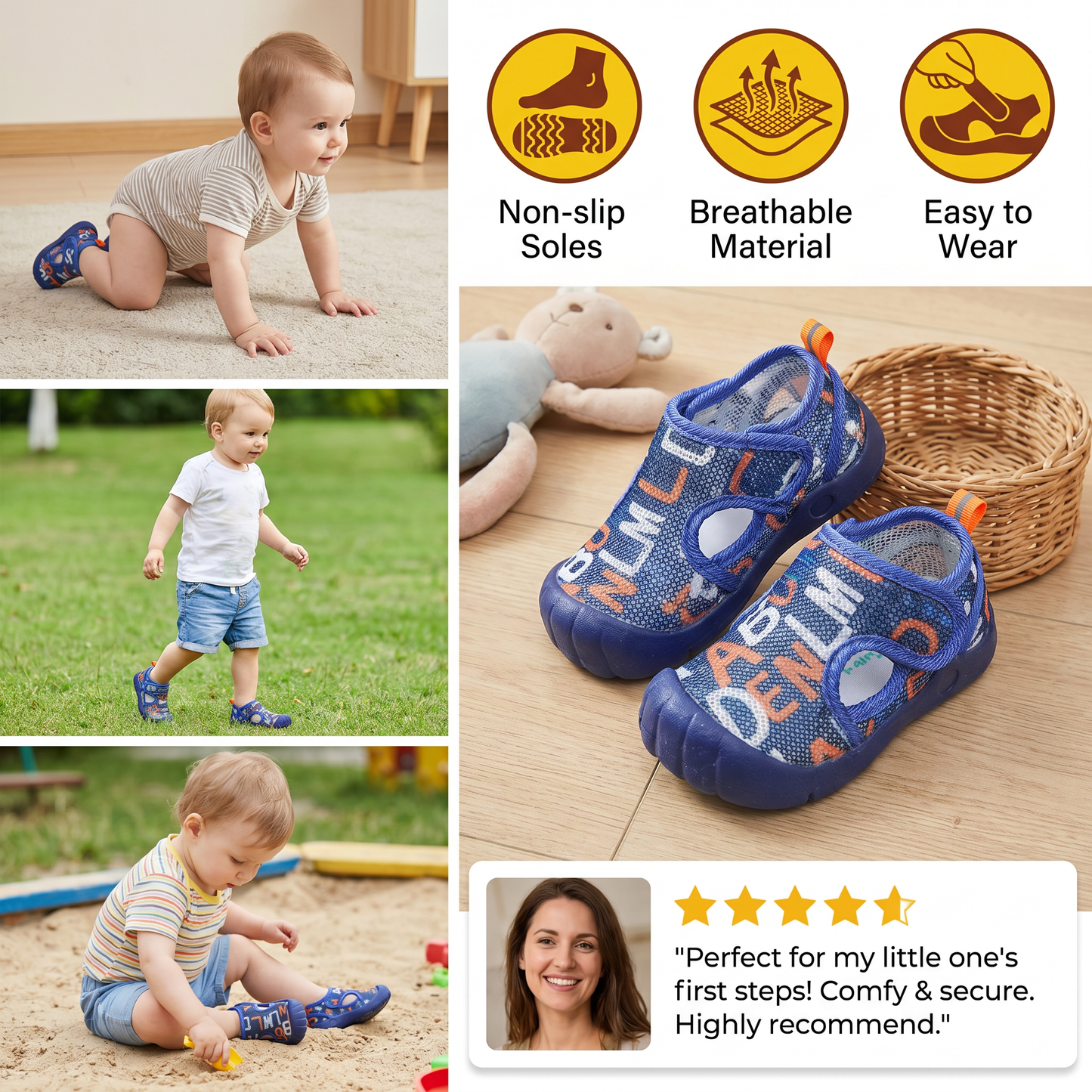 Summer Baby Sandals with Non-slip soles and Breathable Material