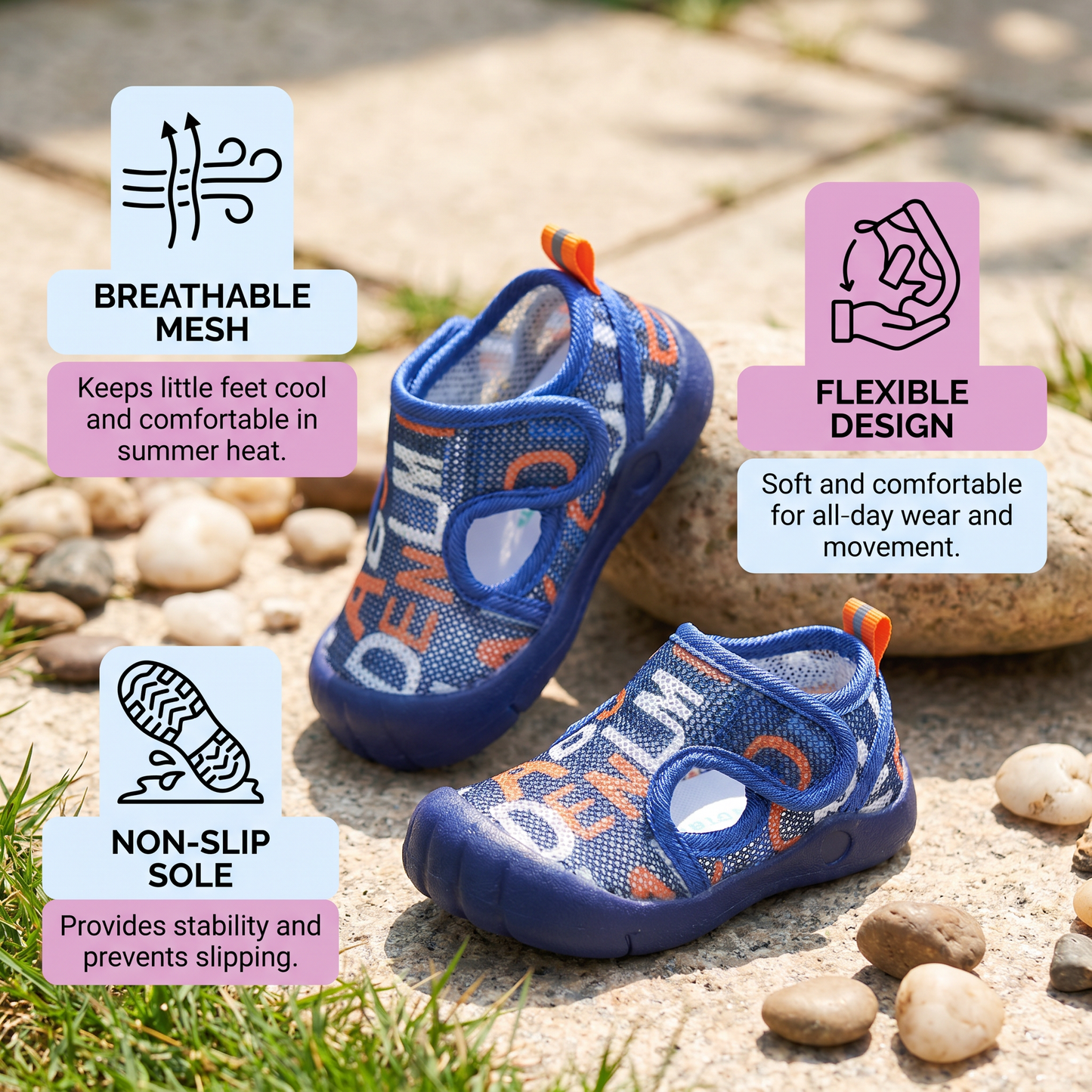 Summer Baby Sandals with Non-slip soles and Breathable Material
