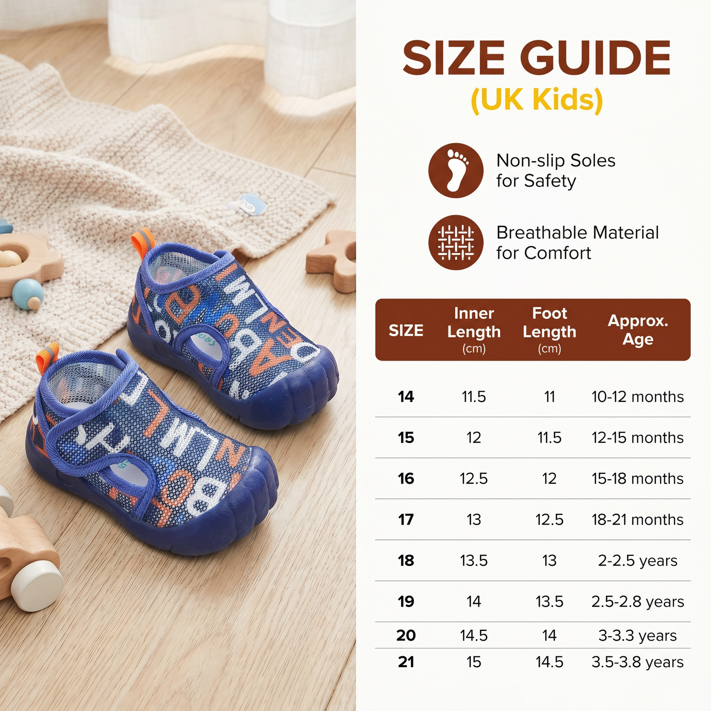 Summer Baby Sandals with Non-slip soles and Breathable Material