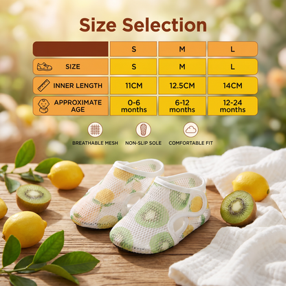 Summer Baby Shoes Made from Breathable Fabric in a Fruit Design