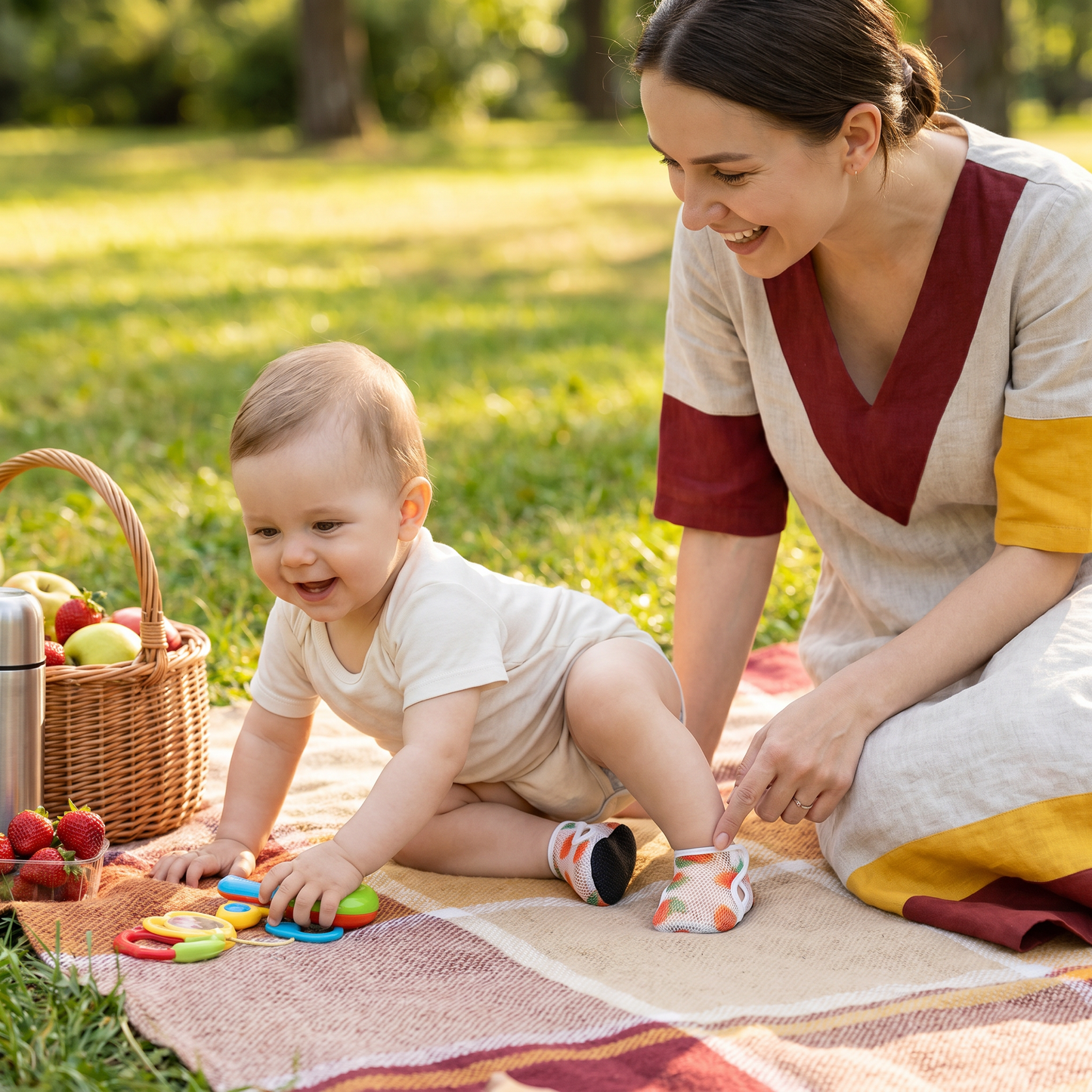 Summer Baby Shoes Made from Breathable Fabric in a Fruit Design