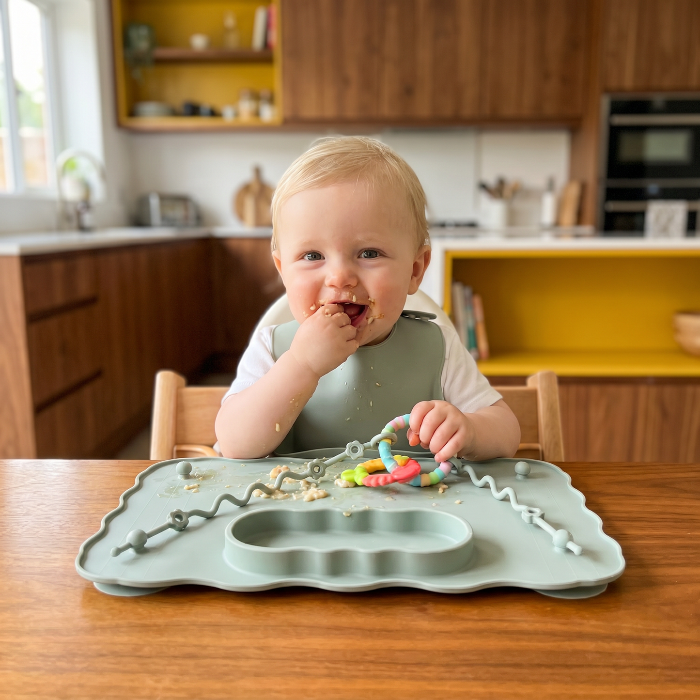 Non-Slip Silicone Baby Placemat with Suction Cup and Anti-Drop Rope