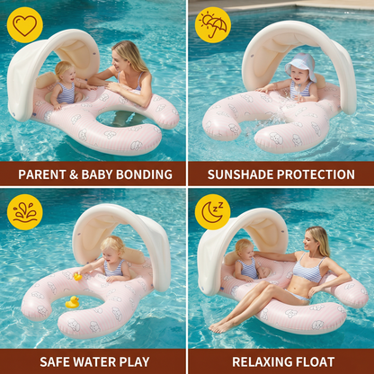 Inflatable Parent and Baby Pool Float with Sunshade