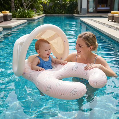 Inflatable Parent and Baby Pool Float with Sunshade
