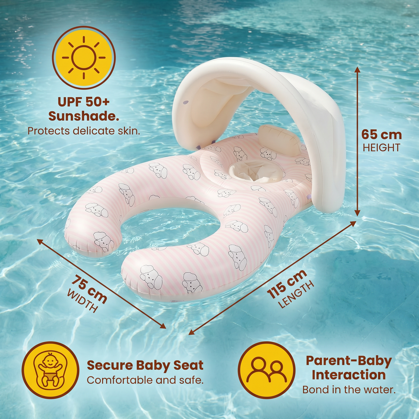 Inflatable Parent and Baby Pool Float with Sunshade
