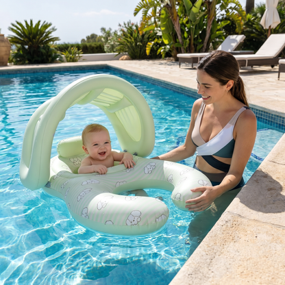 Inflatable Parent and Baby Pool Float with Sunshade