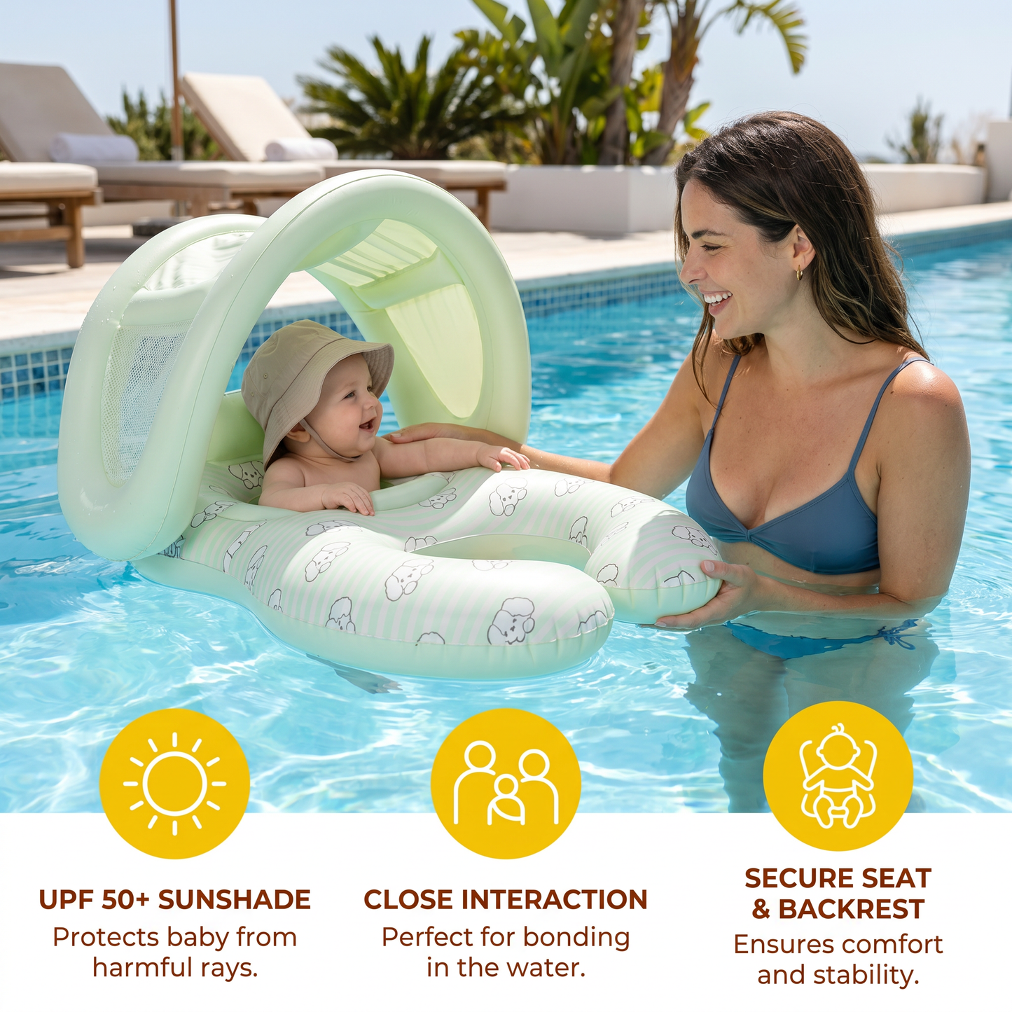 Inflatable Parent and Baby Pool Float with Sunshade